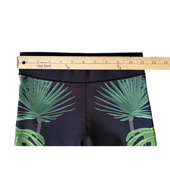 ULTRACOR Palm Leaf Green and Black Training Leggings Size Small Gold Stripe - Picture 6 of 12